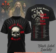 Black Label Society Šiaurės Amerikos turas 2026 3D marškinėliai S-5XL M