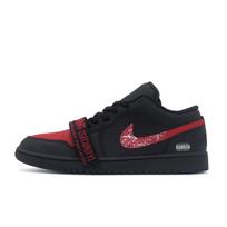 Jordan Air Jordan 1 Border Blaze Leather Low top Vintage Basketball Shoes Men's Black Red 553558-093(Team519-) 43