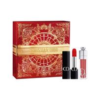 DIOR Vibrant Blue Gold Lipstick Enchanting Lip Gloss Makeup Set Bright Gold Lucky Limited Gift Box Velvet Moisturizing and Colorful Lips 3.5g+6ml mėlyna