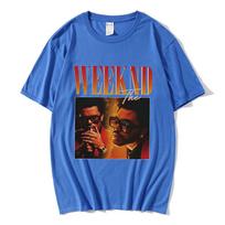 The Weeknd Ultra-Clear Print Oversize Men's Summer T-Shirt - Loose Fit, Short Sleeve, Trendy Brand Extra Large mėlyna