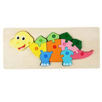 Wooden Puzzles for Kids 3D Montessori Cartoon Animals Cognitive Jigsaw Puzzle Early Learning Tangram Toy for Children Gift