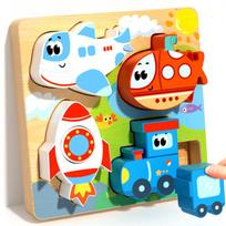 Baby Wooden Toys Montessori Toddlers 3D Puzzle Animal Traffic Jigsaw Early Learning Educational Cognitive Game Puzzles Kids Gift