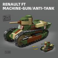 World War I French Renault FT-17 Anti-Tank Model: Small-Piece Building Blocks, Third-Party MOC Model, Boys' Toy NO BOX