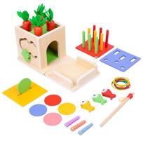 Mediniai Montessori žaislai Žaidimų rinkinys Objektų pastovumo dėžutė Monetos Morkos Mažylių ankstyvoji raida Formų rūšiuoklis Kamuoliukų metimo žaislai Amžiui