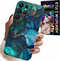 Etui Do Samsung Galaxy S22 Ultra - Niebiesko Zielony Marmurek Plecki Wzory