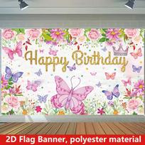 2D Princess Crown Butterfly Backdrop for Girl's Elegant Themed Party Decor 47.2x31.5inch/120*80cm
