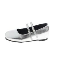 Bean Shoes Silver Mary Jane Shoes Female Summer Temperament Shallow Mouth Flat Single Shoes Gentle Shoes 35 sidabras
