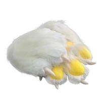 Furry Cat Paw Gloves Plush Animal Paw Mitts Cat Claw Mittens Fluffy Cosplay Gloves for Costume Party Accessories geltona