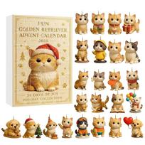 Christmas Pug Cat Horse Corgi Series Acrylic Gift Box With 24 Figures For Holiday Decor And Celebration Cat B