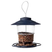 Outdoor Hanging Bird Feeder with Large Capacity Transparent Seed Container and Circular Perch for Garden Yard Patio Balcony Use one size tamsiai mėlyna