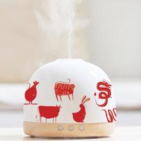 National Style Ceramic Aromatherapy Diffuser with Timer, Night Light, and Silent Humidifier for Home and Dormitory. EU Plug