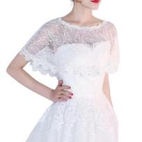 Retro Lace Cover Up Tops Hollow Out Fake Collar Lace Shawl Poncho  Evening Party Costume balta