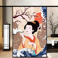 Japoniško stiliaus „Ukiyo-e“ lango plėvelė, statinė prigludusi Privatumo stiklo lipdukai Restorano stumdomų durų lango stiklo plėvelė, nepermatoma apsaugos nuo saulės (as the picture,50cmX90cm)