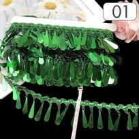 10 Yards Ethnic Sequin Lace Trim Drop-shaped Hanging Lace Tassel  DIY Sewing Performance Stage Costume Belly Dance Waist Chain 10 yards & 10 yards