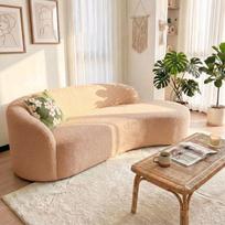 Thickened Teddy Fur Curved Sofa Cover Stretch Non-Slip Modern Cloud Sectional Sofa Slipcover for Restaurant Cafe Bar Living Room Left  95-120cm kupranugaris