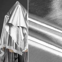 Bright Silver Spandex Double-sided Hot Silver Imitation Leather Fabric Reflective Soft Four-sided Elastic Clothing Fabric 50x148cm sidabras