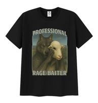 Professional Rage Baiter Funny Wolf Graphic T Shirts Men Women Humor Clothing Short Sleeve T-shirts Casual Oversized Cotton Tees S įvairiaspalvis