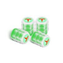 4Pcs Fluorescent Green Car Tire Valve Caps Dust-proof Covers For Tesla Model 3 S X Y Mod Roadster Coil Decoration Accessories