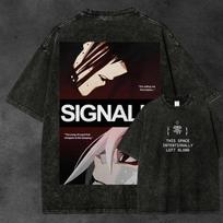 Retro horror survival game pattern washed shirt pure cotton distressed couples Tshirt for all seasons Unisex t shirt M