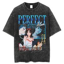 Japanese Anime Perfect Blue T Shirt Unisex Women Clothing Vintage Washed Oversize Tshirt Casual Cotton Short Sleeve Tees Top S