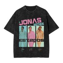 Hot Sale Jonas Brother th Anniversary Poster Print TShirt Unisex Women Vintage Washed Cotton Oversized Harajuku Style Summer Tee M