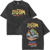 Rapper Mf Doom Tour Vintage Washed T Shirts Unisexs Women Fashion Oversized Tshirts YK Hip Hop Gothic Short Sleeve T Shirts M