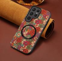 Samsung S26 Ultra Magnetic Phone Case: S25 Edge Protective Cover with A16 Floral Leather Design for S24. A55 5G