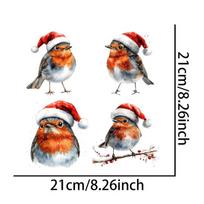 4pcs/1sheet Christmas Birds Window Glass Stickers Self-adhesive Wall Vinyl Decals Decorative Festive Home Decoration Waterproof