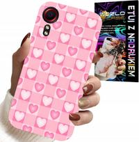 Etui Do Samsung Galaxy Xcover 7 - Serca Kratka Różowa Obudowa Case + Szkło