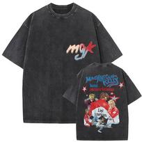 Vintage Washed Oversized Yk MGK Lost Americana Tour Tshirts Machine Gun Kelly Graphic T Shirt Unisex Hip Hop Short Sleeve Tshirt S