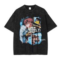 Tengen Toppa Anime Lover Washed Tshirt Year round clothing personality Clothes Plus Size Unisex Yk Short Sleeves Classic soft M