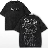 Chainsaw Man Reze Printed  Men Clothing Short Sleeve Washed Cotton Tshirt Vintage Casual TShirt  New Cotton Summer  Tshirt XL