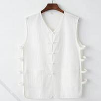 Vintage Men's Cotton Linen Kung Fu Vest Sleeveless Open Cardigan Summer Tank Top Traditional Tang Suit Chinese Clothing M balta