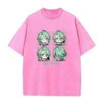 Hot Game Genshin Impact Baizhu Printed Tshirt Men Women Aesthetic Tshirts Vintage Washed T Shirt Harajuku Male Cotton Tops S