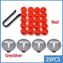 Car Decoration Wheel Center Hub Caps Valve Cap Tire Lug Nut Protective Covers for Tesla Model 3 Y S X Exterior Modification