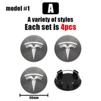 4Pcs Black Silver 56mm Car Wheel Center Caps Hub Cover For Tesla Model 3/Y/S/X Tesla Logo Hub Caps Wheel Hub Covers Accessories