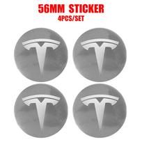 4pcs Car emblem Wheel hub Center Cap Badge Covers Decals Styling Accessories For Tesla Model 3 Y S X Cybertruck Juguete Roadster 56mm -Tesla