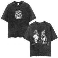 Anime Jojo Bizarre Adventure Playboi Cati Vintage Acid Washed T Shirt Men Women Cotton Casual Short Sleeves Tshirt Streetwear S