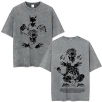 Anime Jojo Bizarre Adventure Jotaro Kujo Vintage Acid Washed T Shirts Mens Women Casual Cotton Short Sleeves Oversized Tshirts S