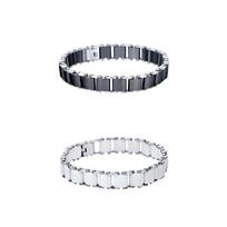 White Black Ceramic Bracelet Stainless Steel Chain Link Bangles Simple Style Fashion Accessory Bangle with Buckle CN