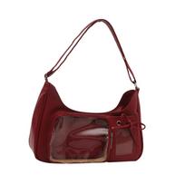 Shoulder Strap Transparent Ita Bag DIY Badge Shoulder Bag Versatile Tote Bag  School Use raudona