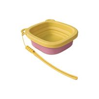 with Hanging Rope Collapsible Dog Feeder Leakproof Design Travel Dog Food Container  Outdoor geltona