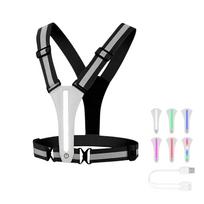 Adjustable Reflective Vest with LED Light Strips for Outdoor Running Cycling Walking Safety USB Rechargeable Design for Adults and Teenagers One Size juoda