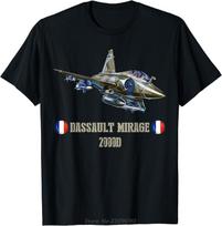 France Military Jet Fighter Dassault Mirage 2000D Cotton Tshirt Casual Summer Oversized T-shirt Men's Clothing Unisex Tops Tees S įvairiaspalvis