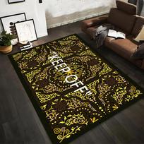 Intricate Yellow Mandala Pattern Carpet with  KEEP OFF  Text Design Suitable for use as an anti-slip for living room bedroom sofas 40x60cm( 15x23in )