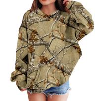 Kids Leaf Camouflage Print Hooded Sweatshirt Lightweight Pullover Casual Outdoor Wear for Boys and Girls Suitable for Everyday Use 110