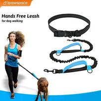 Hands Free Dog Leash Waist Belt Adjustable Retractable Running Leash Outdoor Pet Walking Lead with Shock Absorption and Anti Pull Design One Size mėlyna