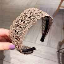 Resin Make up With Toothed Face Wash Korean Style Hair Wear Wide Side Hairband Women Hair Accessories Lace  Leaves Headband kava