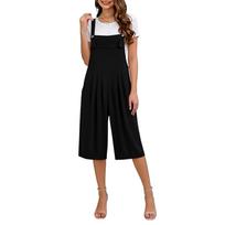 Women’s Loose Fit Wide Leg Bib Overalls Sleeveless Adjustable Strap Jumpsuit with Front Button for Casual Wear XL juoda