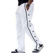 Men's Drawstring Waist Side Snap Button Track Pants With Stripe S balta